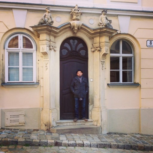 Not as smooth as Orson Wells, but hey, I'm standing in the same doorway he stood in during the Third Man shoot.